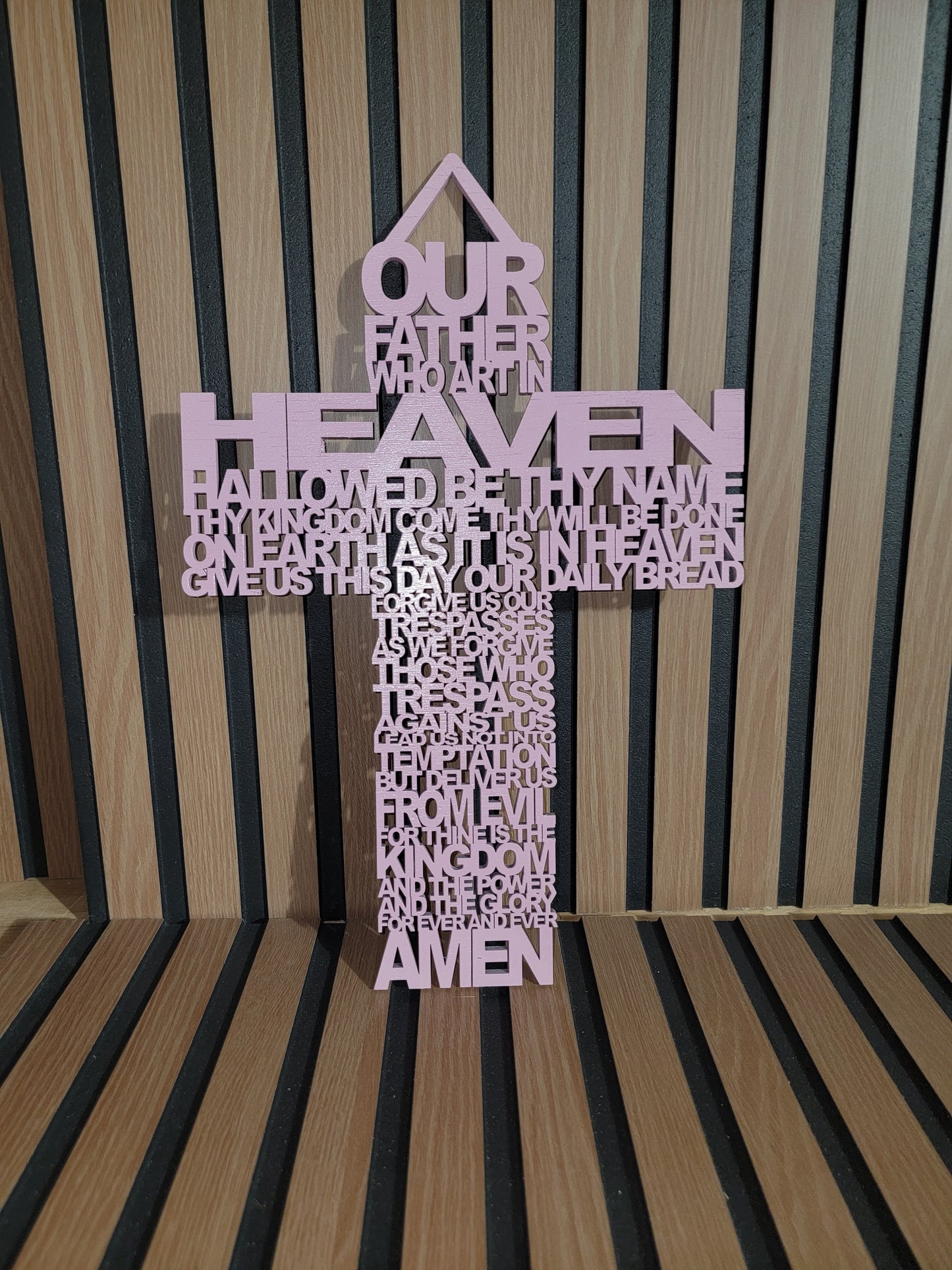 Wooden Lord's Prayer Wall Hanging Cross