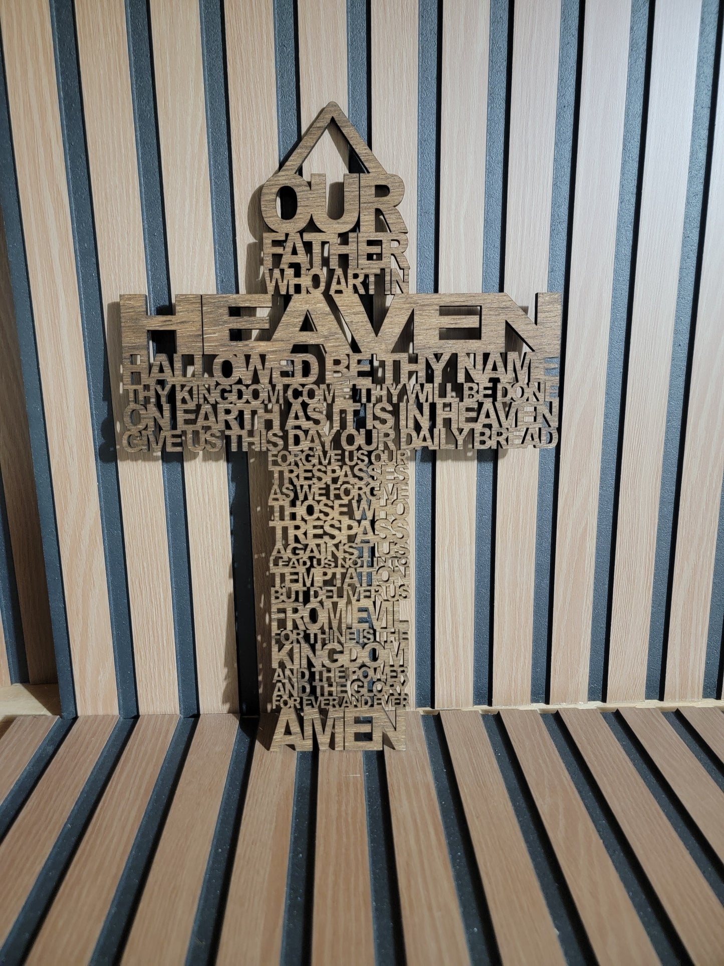 Wooden Lord's Prayer Wall Hanging Cross