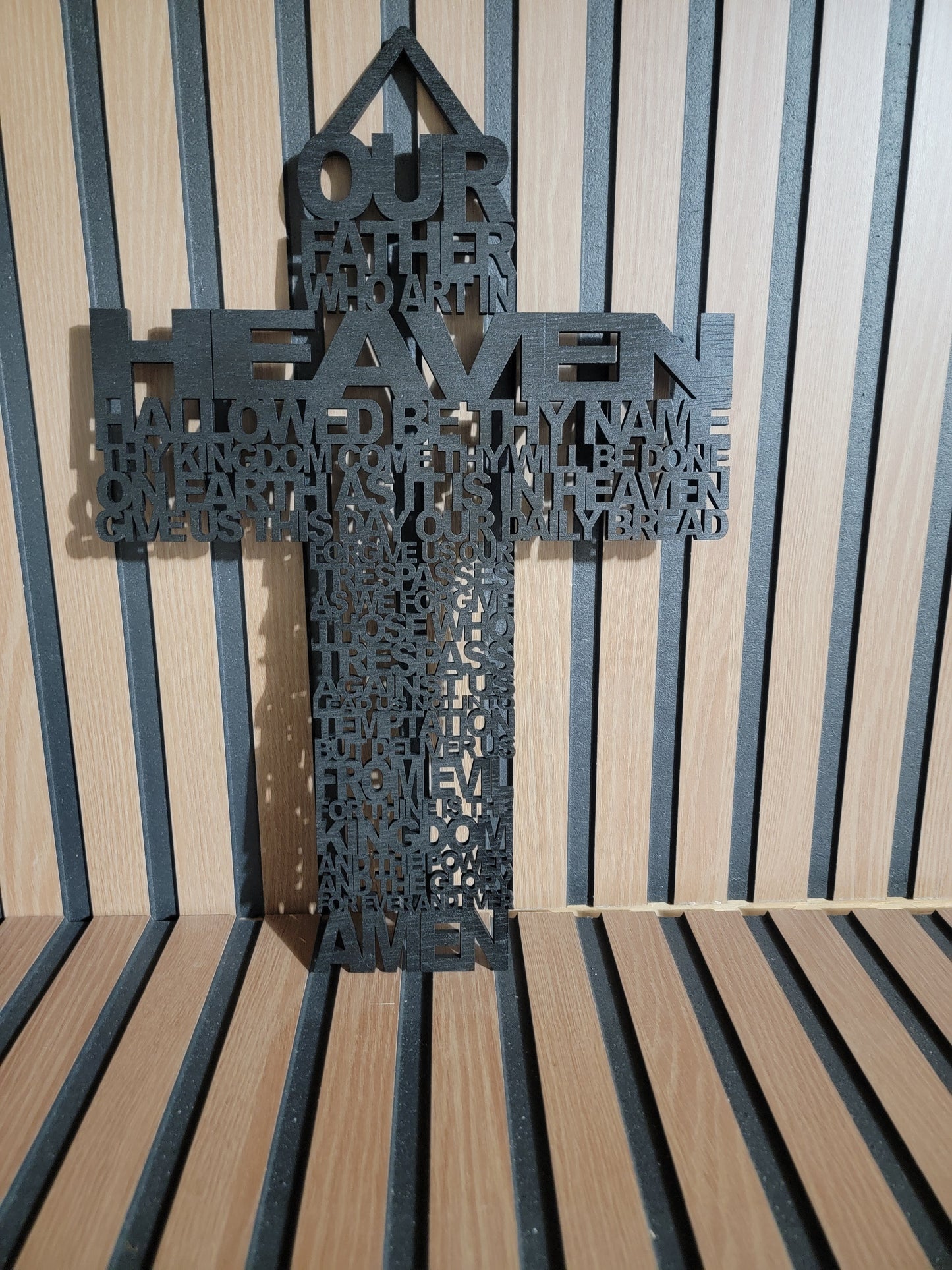 Wooden Lord's Prayer Wall Hanging Cross