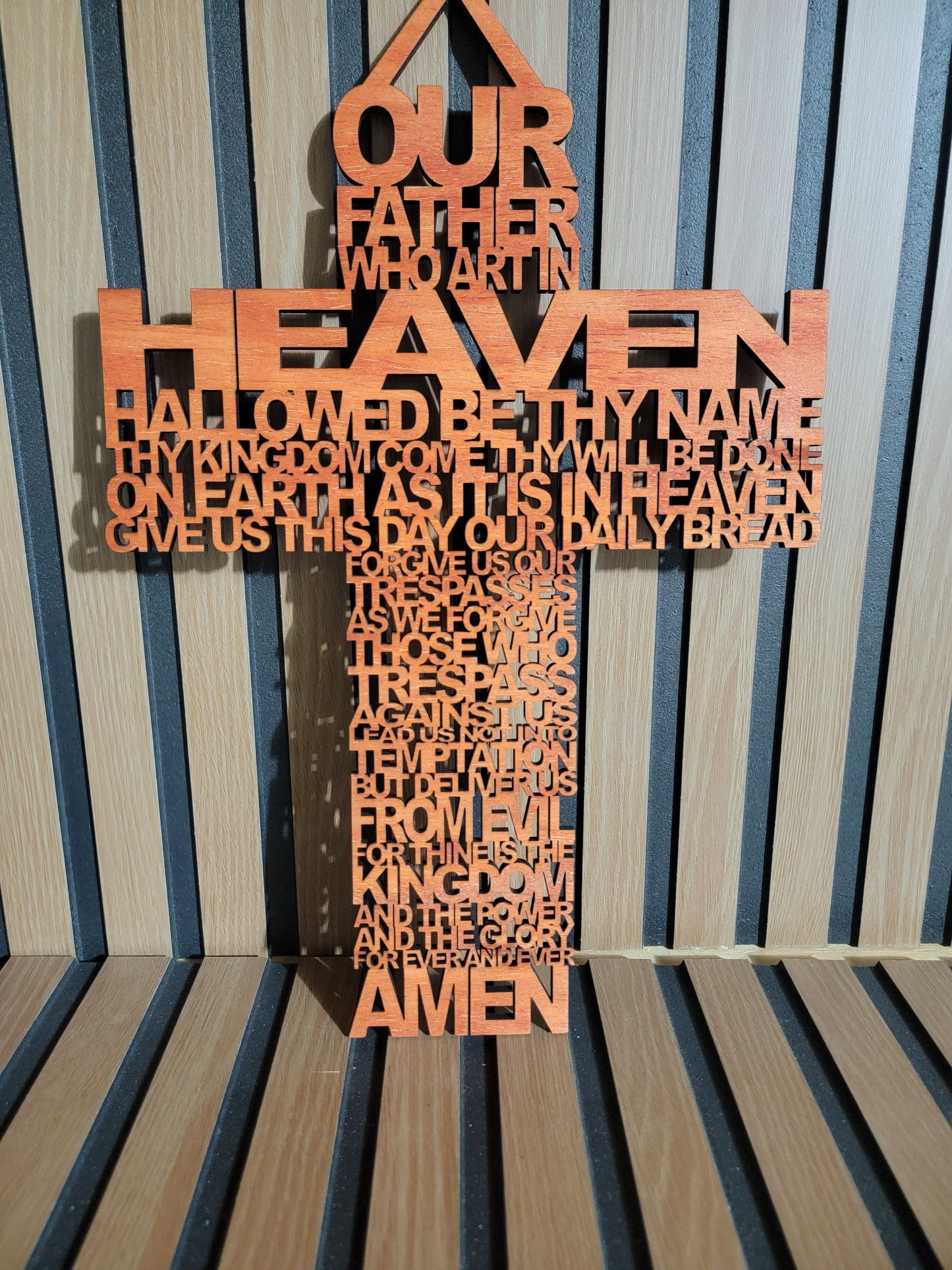 Wooden Lord's Prayer Wall Hanging Cross