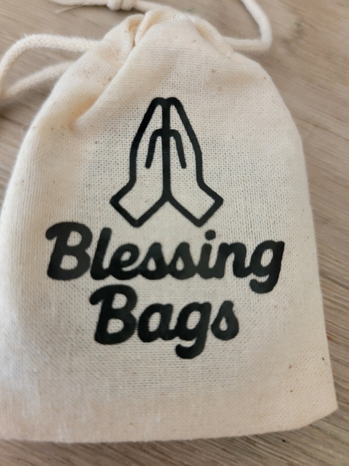Personalized Faith Blessing Bag with Engraved Wooden Thumb Cross