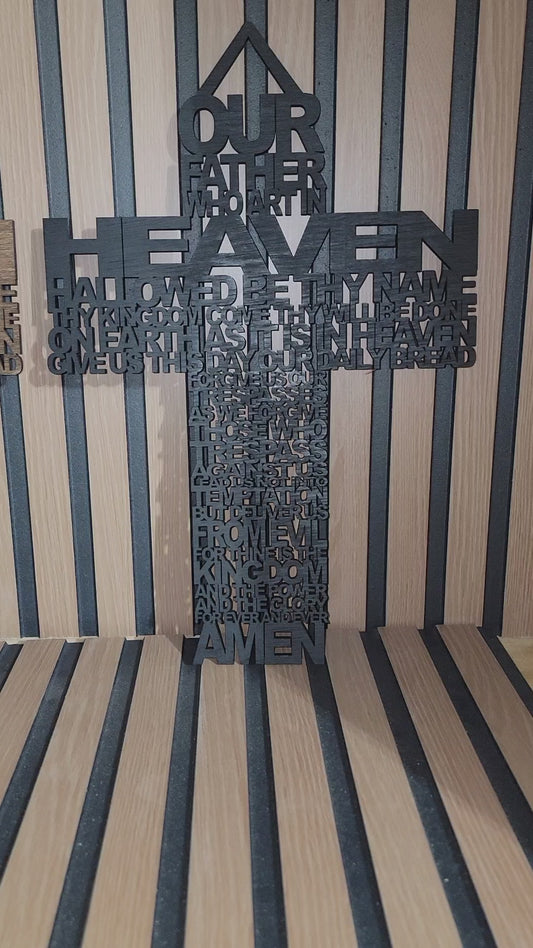 Wooden Lord's Prayer Wall Hanging Cross