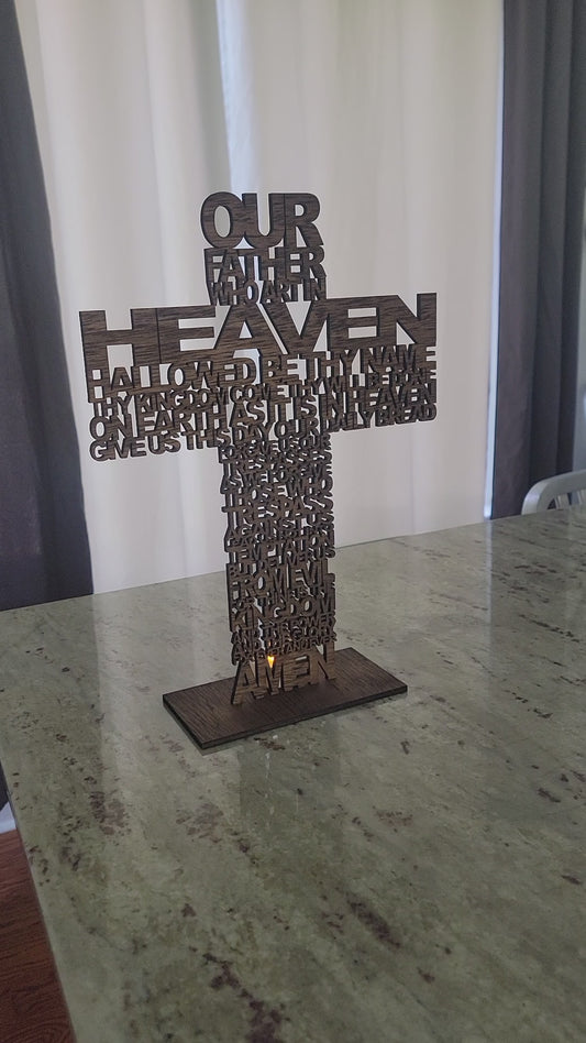 Wooden Lord's Prayer Cross
